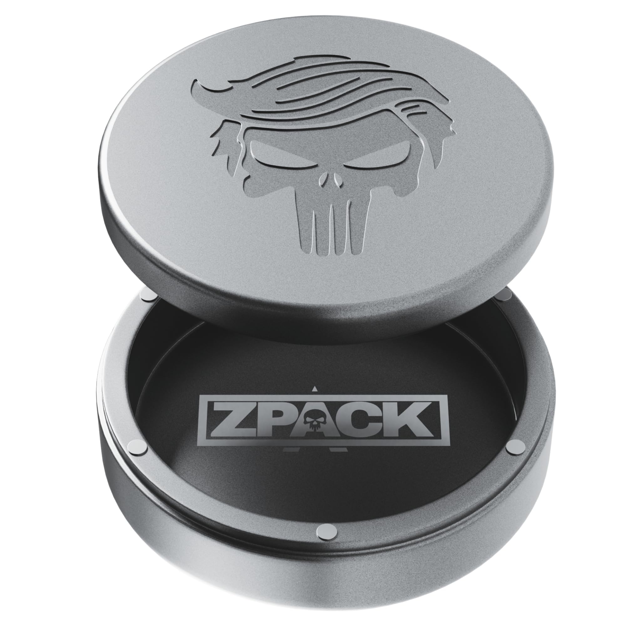 Magnetic Metal Can, Holder, Metal Container, Carved Tin with Magnetic Closure, Heavyweight Aluminum Container, Slim Pouch Can, Gift for Him - Pillow Case Logo Silver