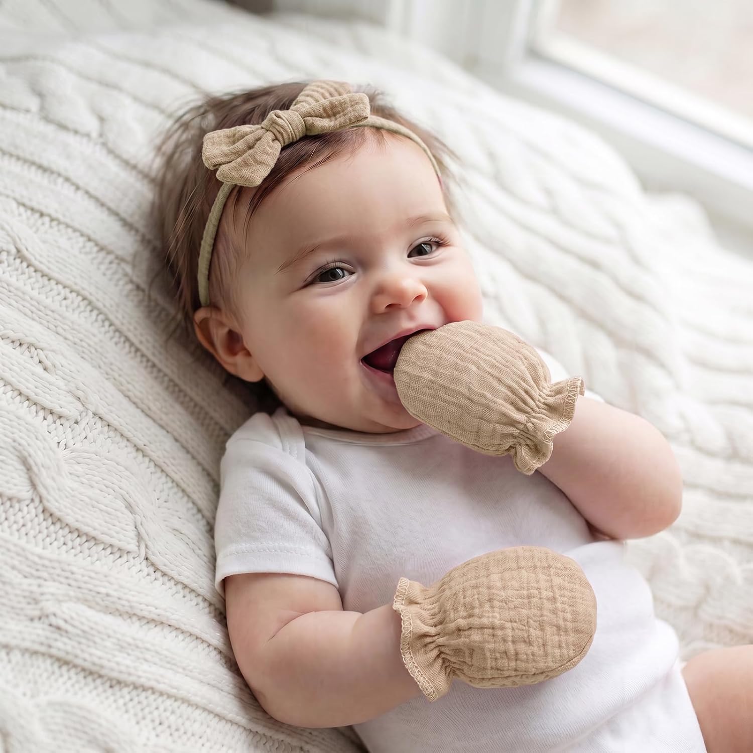 BQUBO Muslin Baby Mittens for Newborn Cotton No Scratch Breathable Gloves image 3