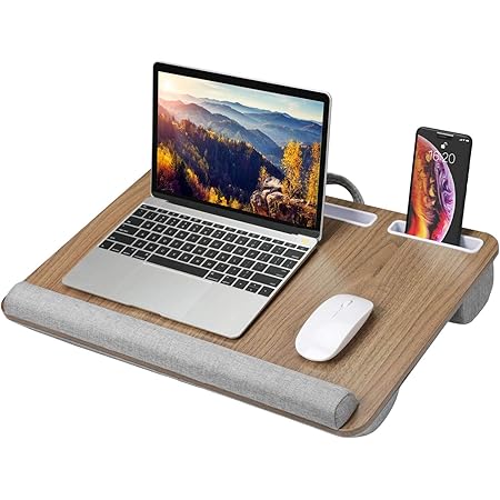 HUANUO Lap Desk - Fits up to 17 inches Laptop, Built in Wrist Pad for Notebook, Tablet, Laptop Stand with Tablet, Pen & Phone Holder