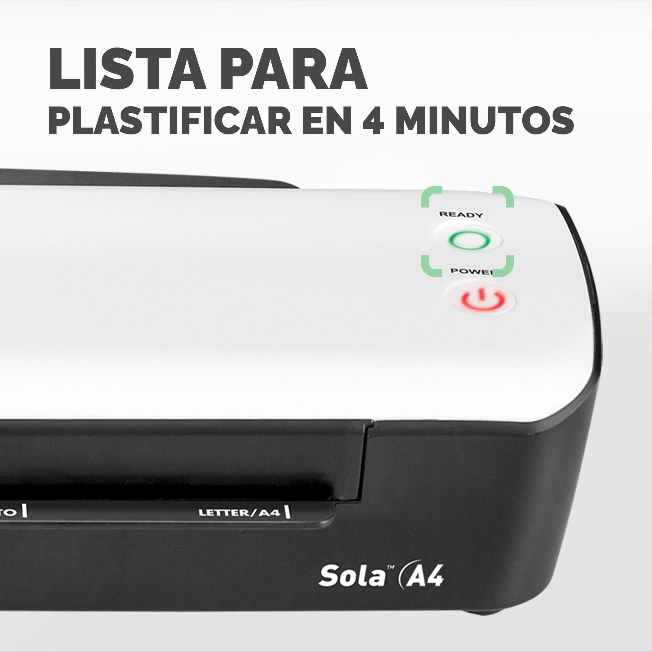Bundle of Fellowes Sola A4 - Plastificadora de documentos, para uso ocasional, plastificadora A4 con apagado automático, 80-125 micras + Fellowes Pack de 120 fundas de plastificar A4, Acabado brillo
