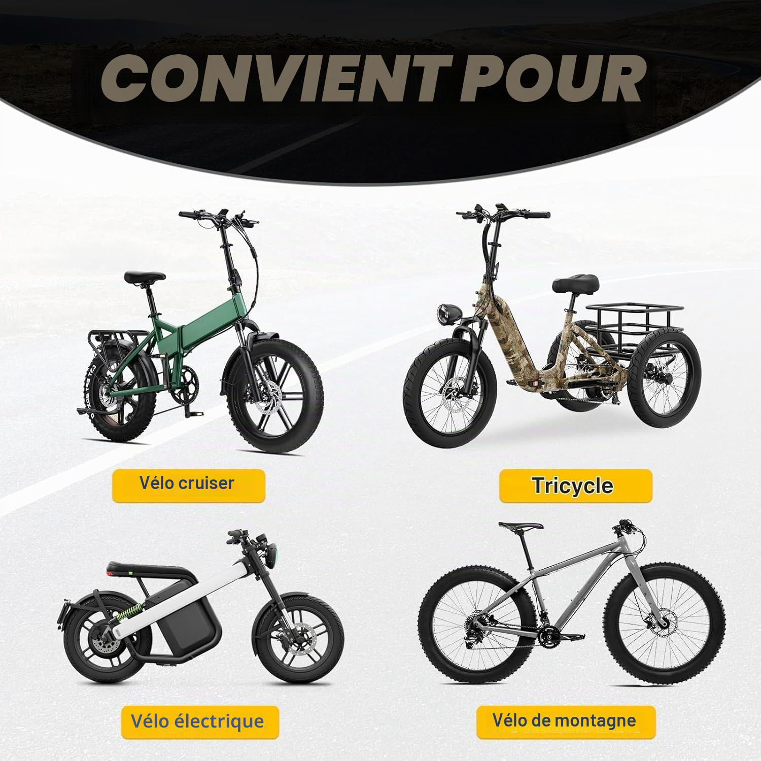 ZUKKA Fat Pneu de vélo électrique 20/26 x 4.0 Heavy Duty 20" 26" Pneu pour vélo électrique Pliable Compatible avec Wide Mountain Snow Bicycle (Fat Bike Tires)