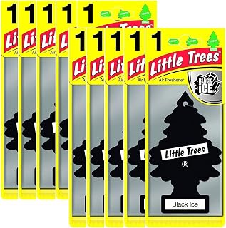 LITTLE TREES Car Air Freshener | Hanging Paper Tree for Home or Car | Black Ice | 10 Pack