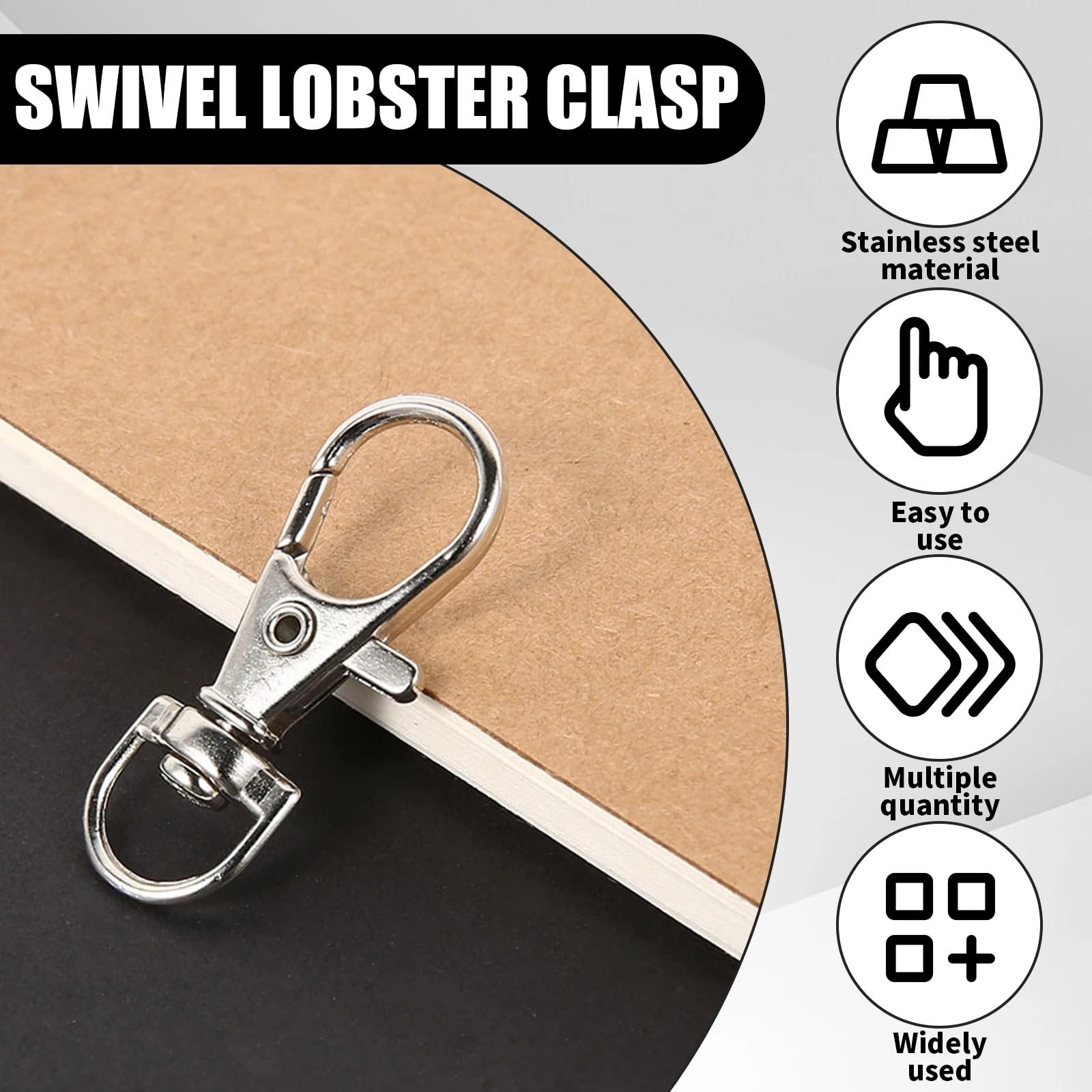Ganchos De Metal Giratorio 25-200Pcs Swivel Lobster Clasp Snap Hooks Stainless Steel Key Ring D Hook For Keychains Jewelry DIY Crafts(100pcs)