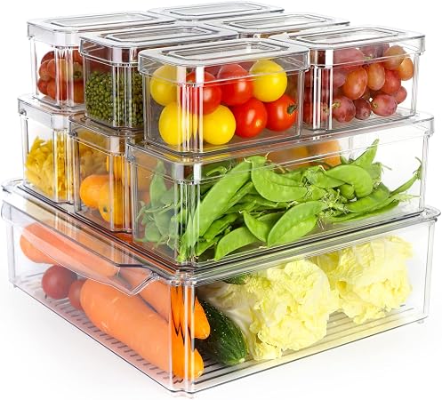 Set Di 2 Contenitori Salvafreschezza Per Frutta - Scatola Per Avocado E Scomparto Per Pomodori - Silicone TPU Per Frigorifero E Cucina - Rosso E Verde - 5