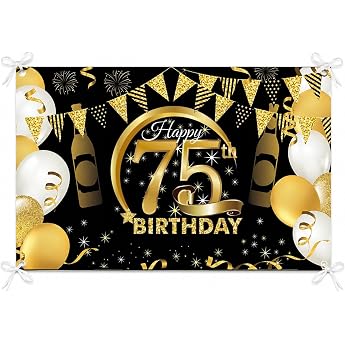 75th Birthday Party Decoration Banner 75th Birthday Rose Gold Extra Large Photography Background Sign Poster for 75th Birthday Party Cake/Table/Wall/Garden Decoration
