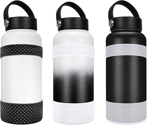 Miniatura 4 de VIKIZUES Bota y banda para botella de agua, compatible con Hydroflask y otros, funda inferior de silicona con textura de diamante, a prueba de