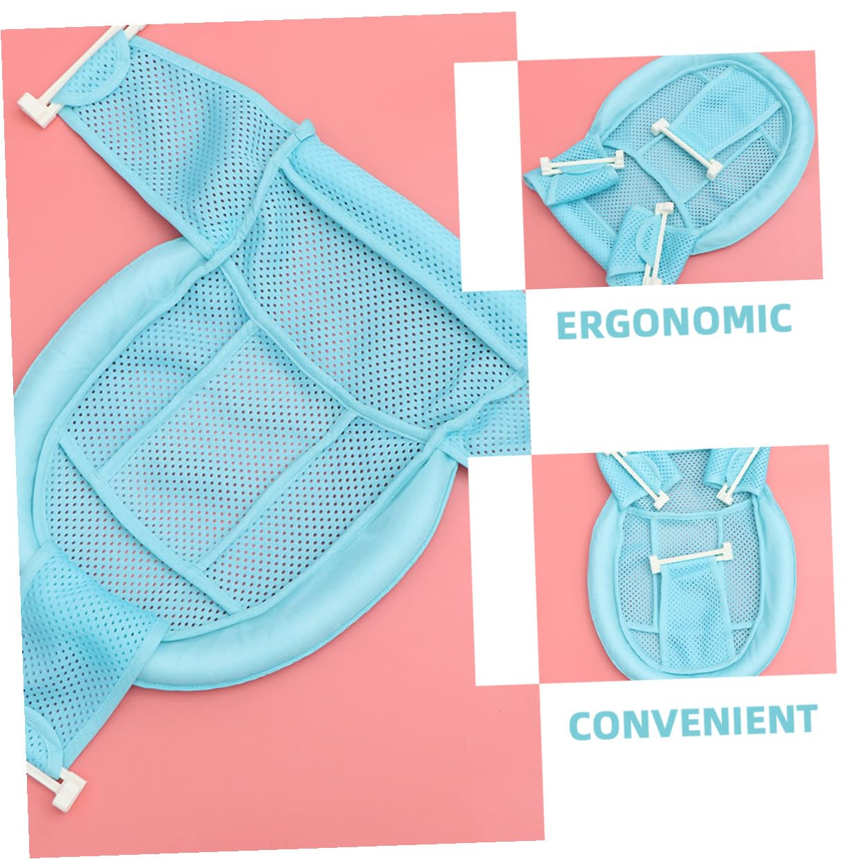 2pcs Bath Support Nets Non-Slip Mesh Cushions for Tub Shower Seat Blue Bath Seat for Newborns and Babies