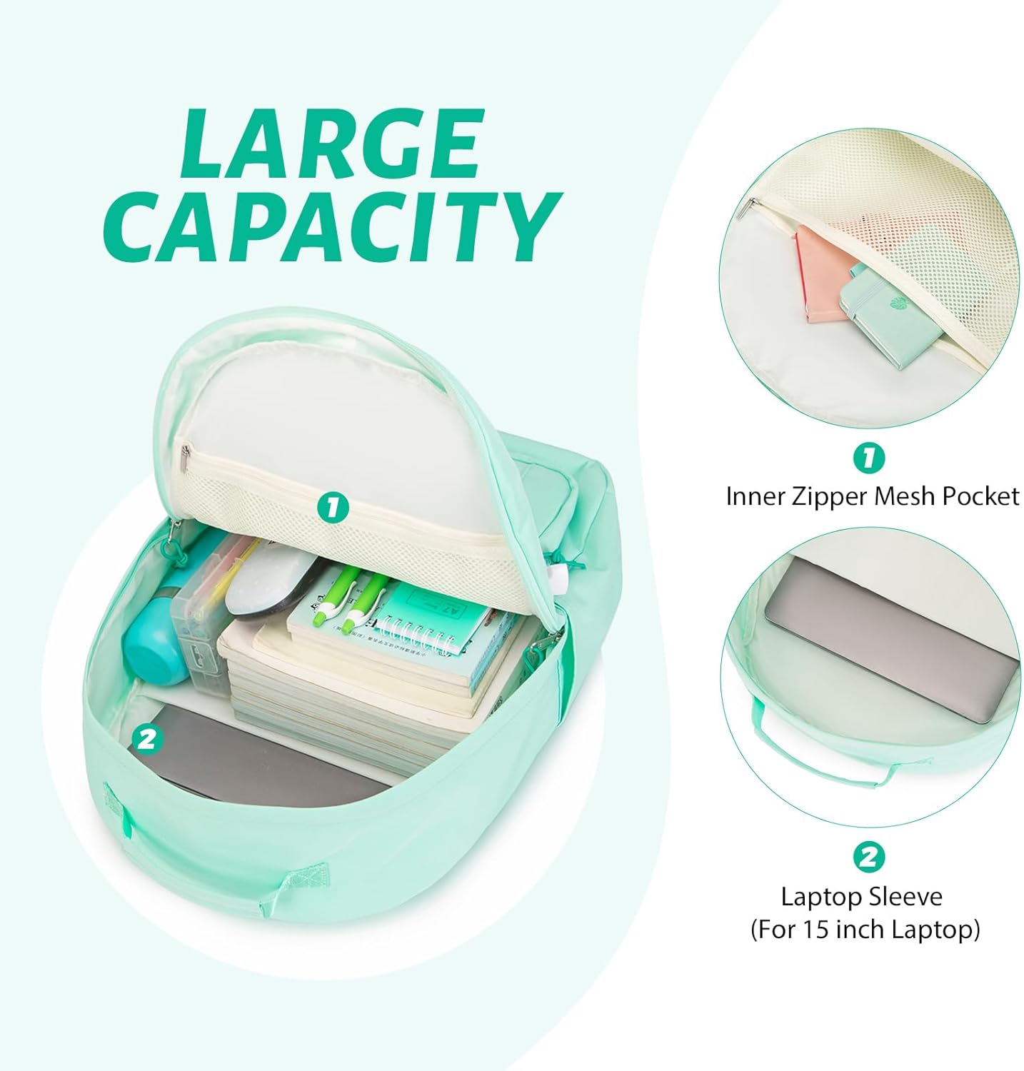 mygreen Lightweight School Backpack Casual Daypack for Teen Girls Women Water Resistant Travel College Purple - Image 5