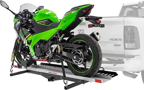 Black Widow Steel and Aluminum Motorcycle Hitch Carrier, 6 Ft Ramp, 600 lb