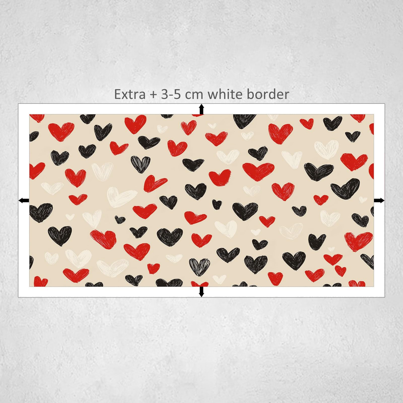 Générique Impression sur Toile Imprimée Simple Dessiné Main Valentin Cœur, Image sur toile Cadre Tableau Decoration Murale 70 x 50 cm - Tableau sur toile pour Chambre Salle à manger