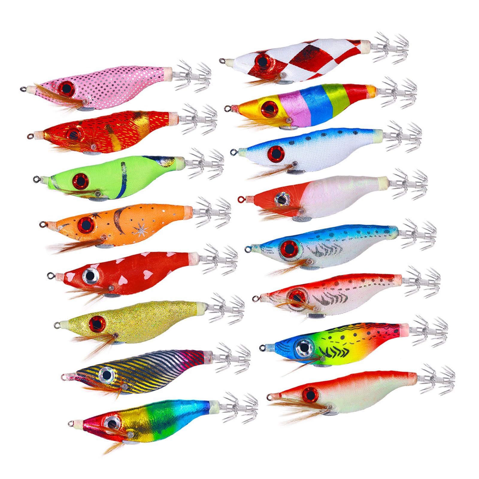 Ljmyy 16Pack Fluorescent Fishing Baits Artificial Glowing Cuttlefish Hook Sea Lures Wood Shrimp Lures for Angling