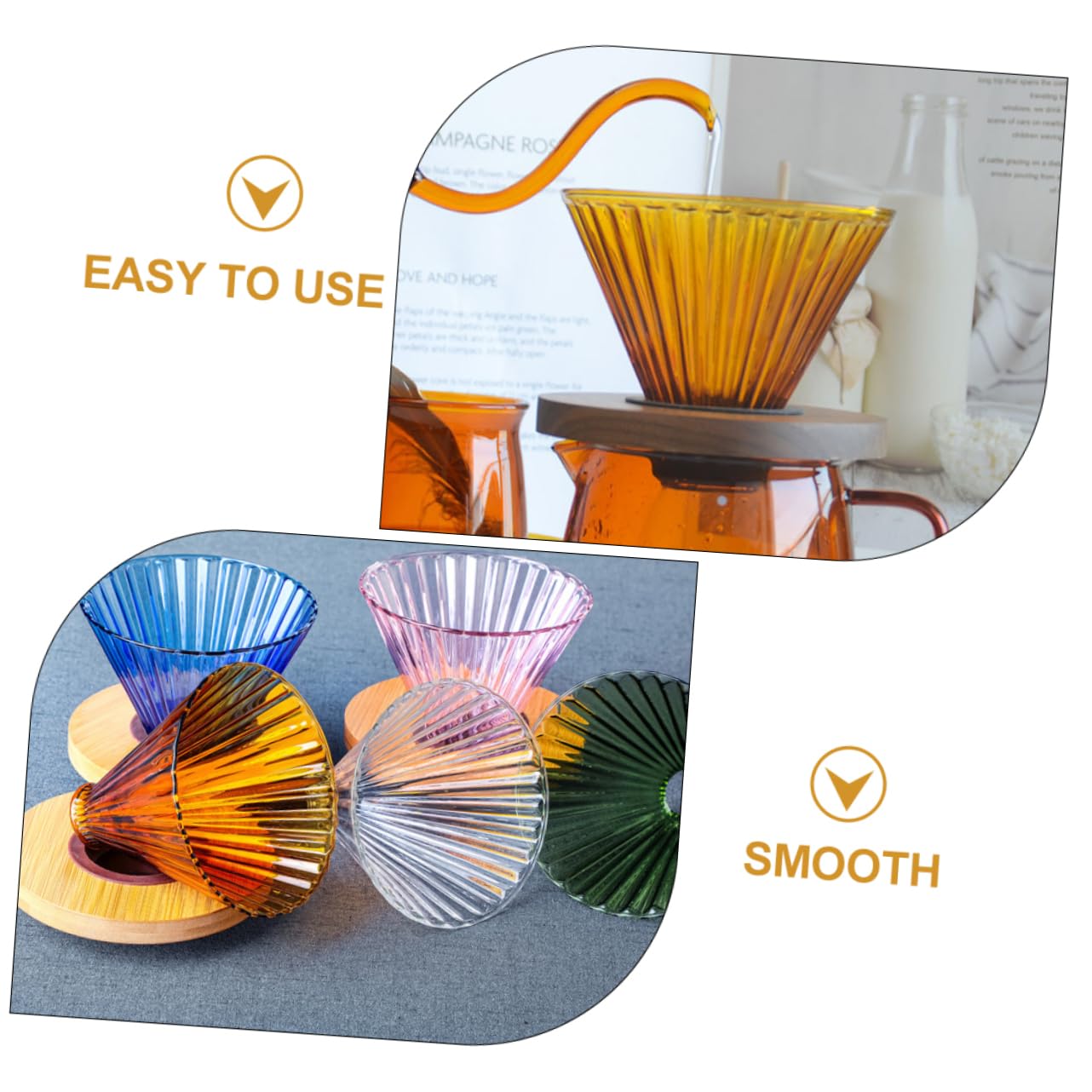 DIYEAH 1Set Household Coffee Dripper High Borosilicate Coffee Cone with Base Portable and Easy to Clean present for Coffee Lovers