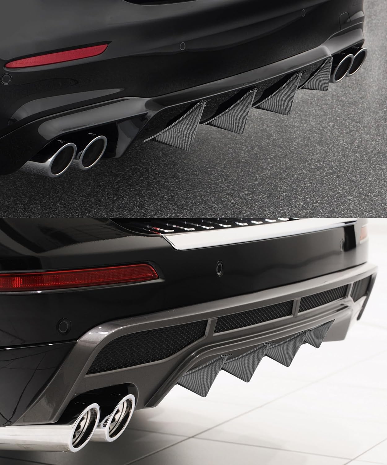 4 Pezzi Diffusore per Spoiler per Paraurti Posteriore per Audi A4 B8 Avant 2007-2016, Aletta di Squalo Diffusore Spoiler Ala Posteriore Spoiler sul Tetto,15cm/Flach