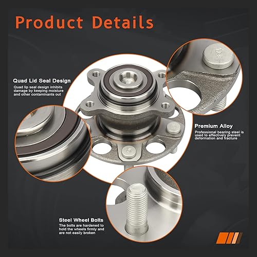 Miniatura 4 de (par) DRIVESTAR 512257 - Conjunto de cubo de rueda trasera de 1.8 litros y rodamiento para Honda Civic LX DX LX-S DX-G 2006 2007-2011, 5 lengüetas