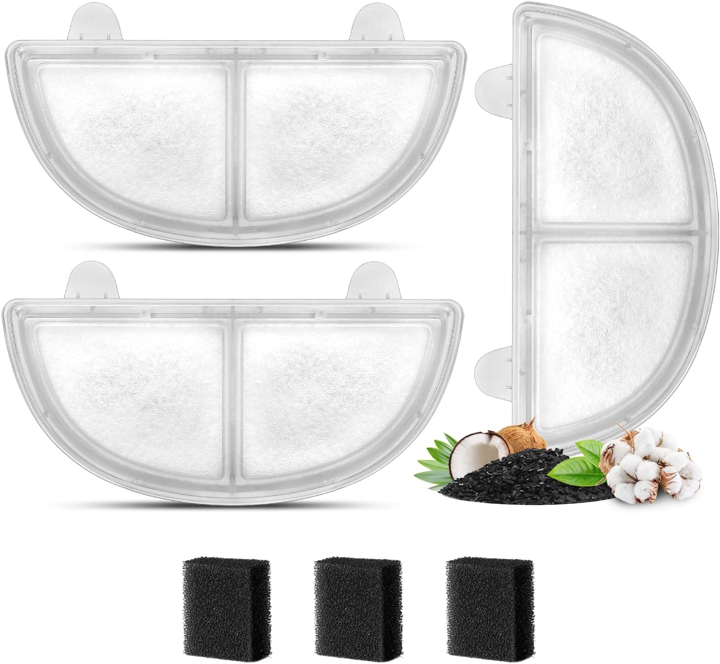 3 Pack Pet Fountain Replacement Filters for Wireless Pumps Cat Water Fountain Dog Water Dispenser WF20/CF20, Triple Filtration System Replacement Filters