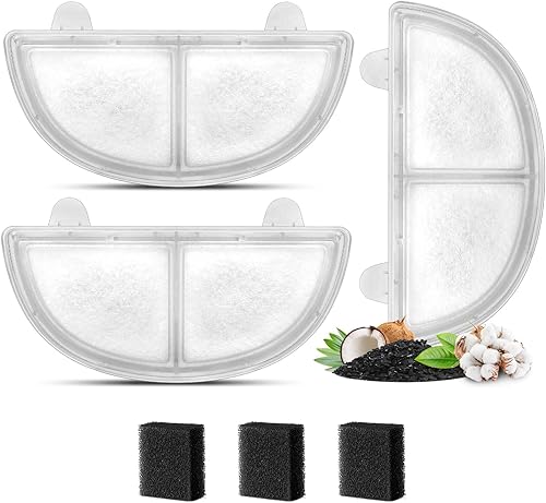 Paquete de 3 filtros de repuesto para fuente de mascotas para bombas inalámbricas, fuente de agua para gatos, dispensador de agua para perros,