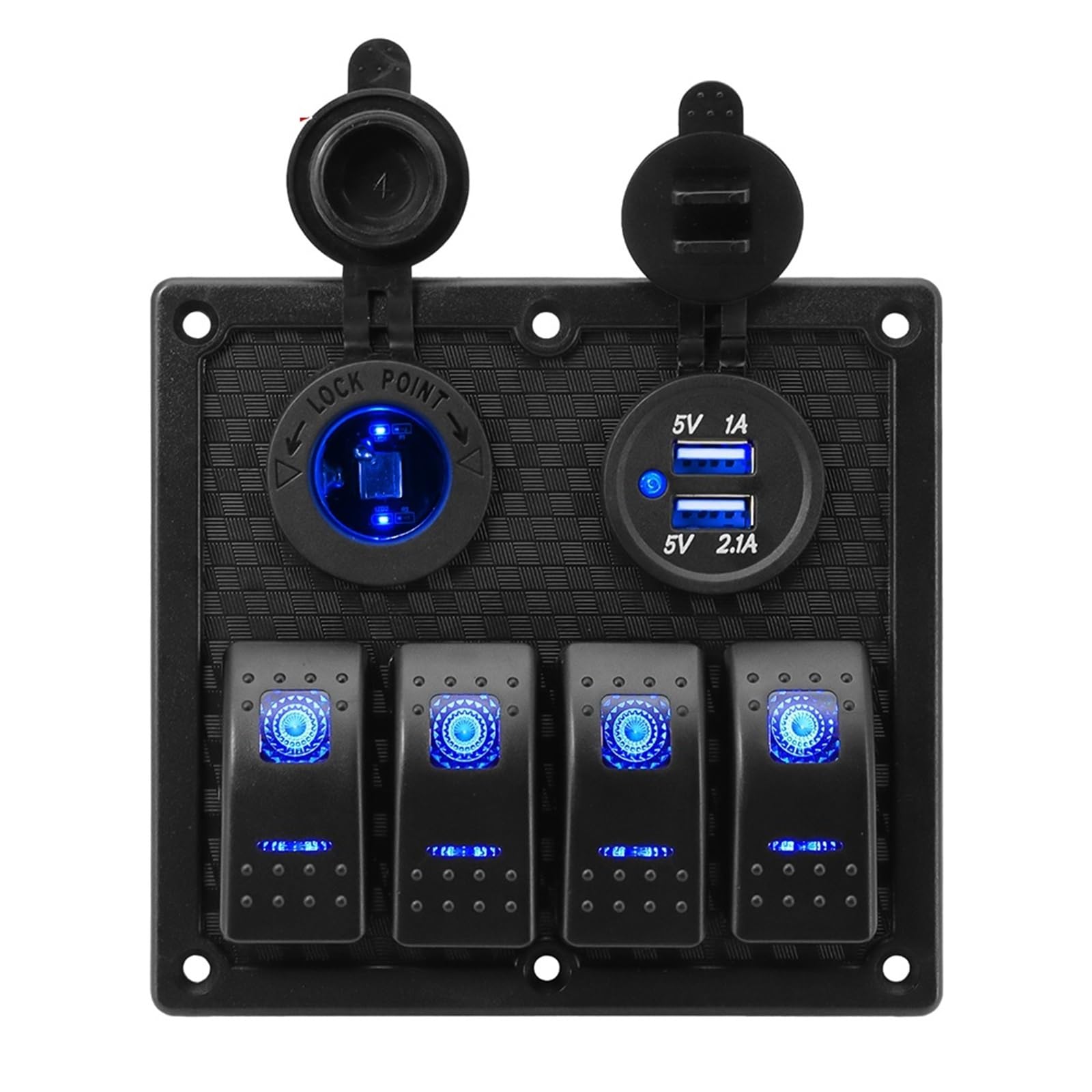 Przełączniki morskie, Przełącznik Przycisk Sterowania 4 Przyciski Zapalniczka Podwójne Ładowarki USB Panel Przełączany Z Niebieskim Światłem LED Do Samochodu Morskiego Łodzi