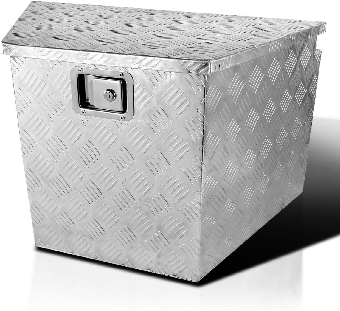 SPEC-D TUNING 29"x16"x18" Heavy Duty Aluminum Tool Box Truck Utility Chest Storage with Lock & Key For Pickup Truck Bed, RV Trailer