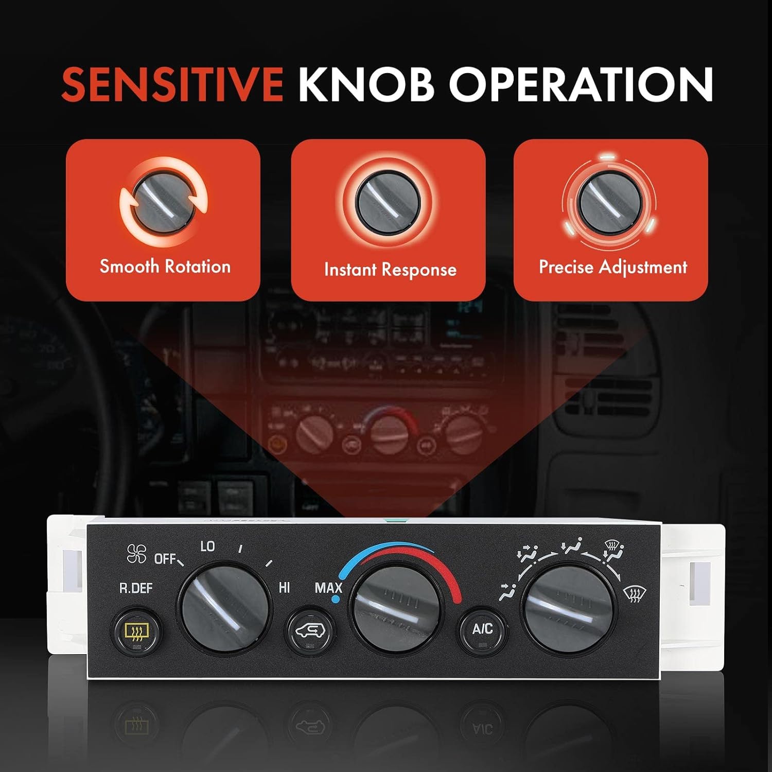 A-Premium A/C Heater Climate Control Panel Module w/Rear Window Defogger Compatible with Chevy, Cadillac & GMC Vehicles - C1500, C2500, C3500, K1500, K2500, K3500, Escalade, Tahoe, Yukon - 1996-2000