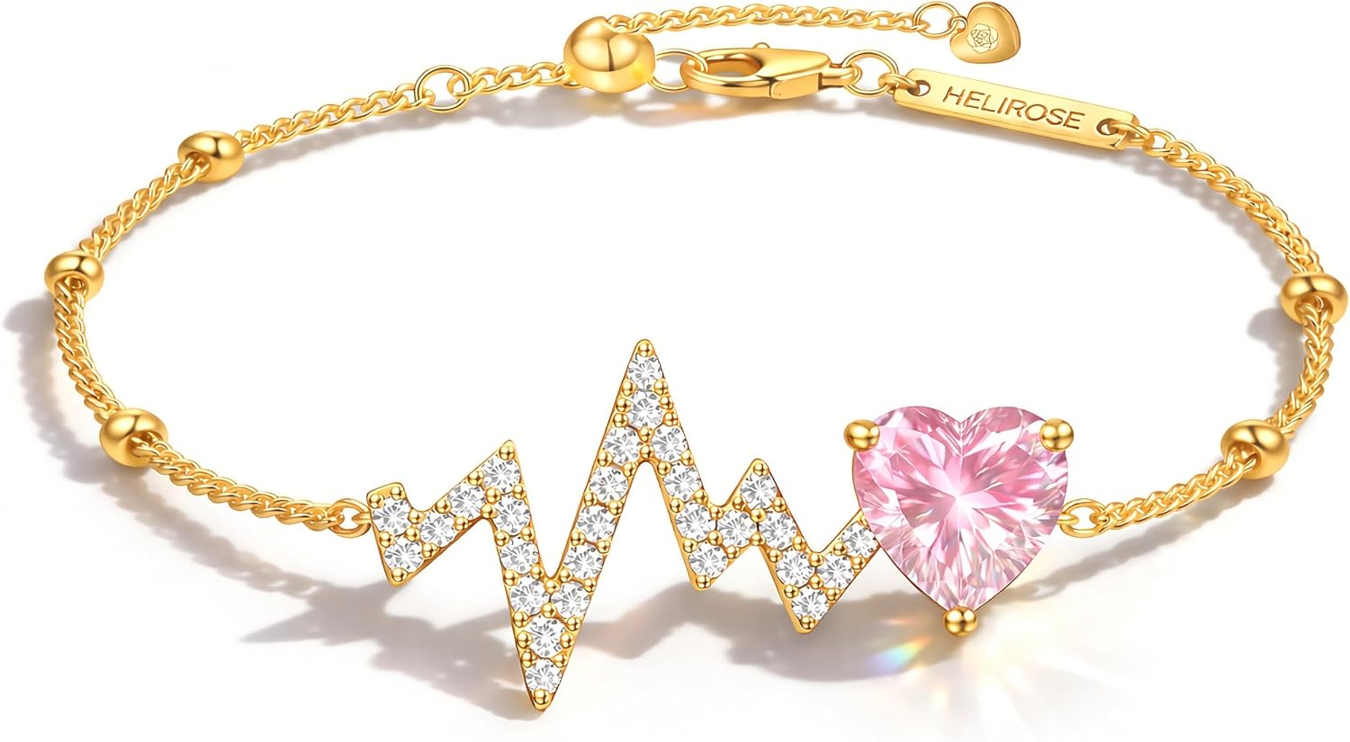 Heart Bracelet for Women, Gold Bracelets for Women 18K Gold Plated, Dainty Charm Jewelry, Hypoallergenic & Non Tarnish, Graduation or Birthday Gifts, Mothers Day Gifts, Gift Box & Message Card