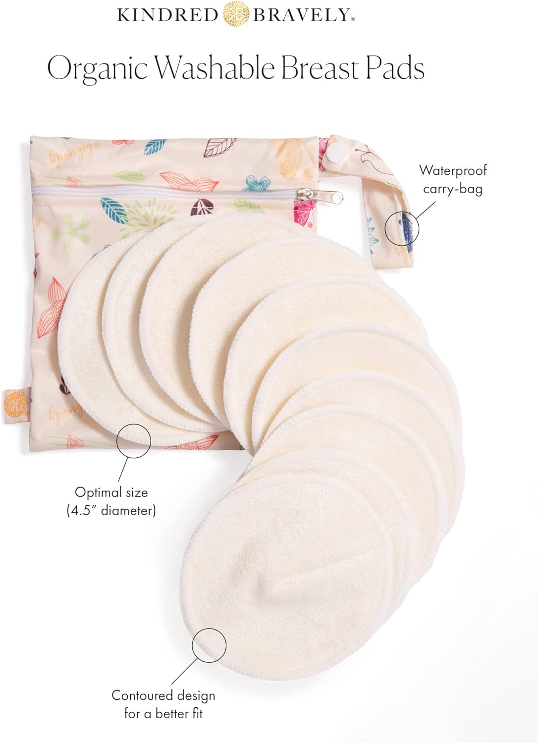 Kindred Bravely Hands Free Pumping Bra Bundle with Organic Washable Breast Pads 10-Pack