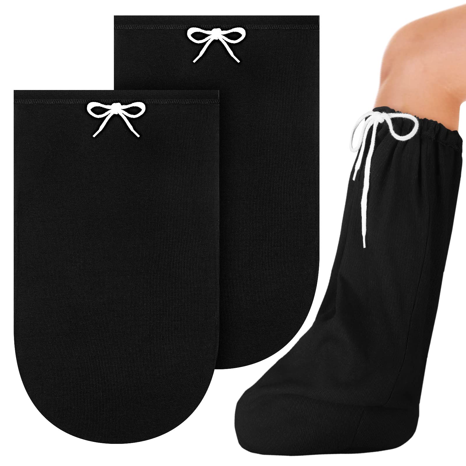Sasylvia 2 Pcs Cast Sock Cover for Foot Leg Cast Sock, 21 Inch, Black