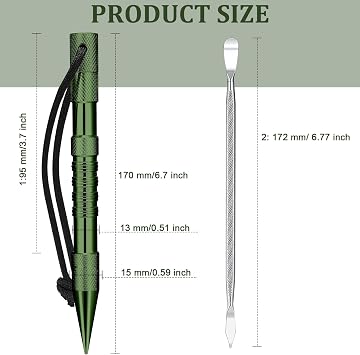 Ferraycle 12 Pcs Paracord FID Set Stainless Steel Knotter Tools Marlinspike Set Paracord Stitching Lacing Stitching Needles and Smoothing Tool Knotter Tools for Work Leather Weaving(Army Green)