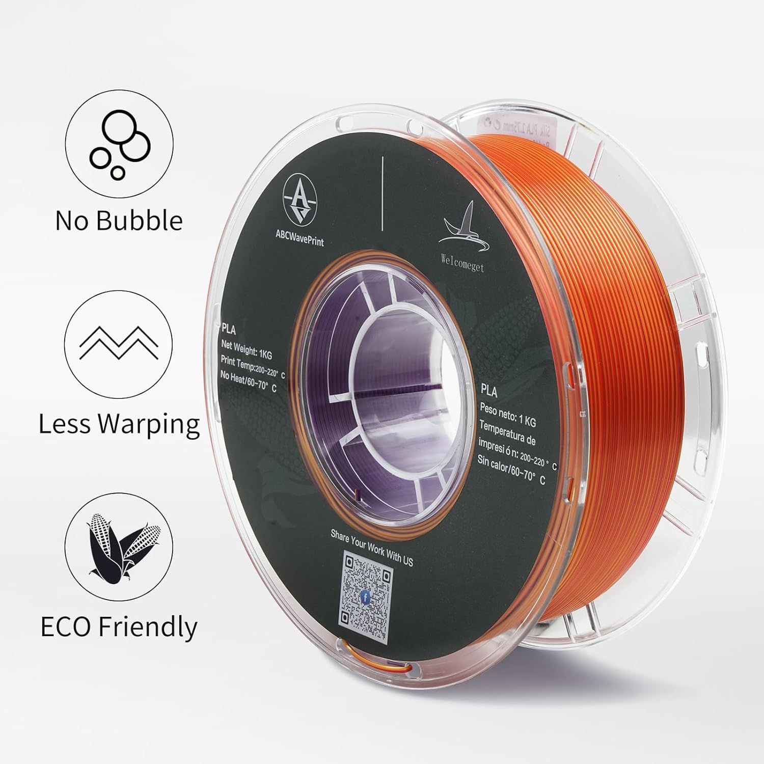 PLA 3D Printer Filament, Triple Color Silk PLA Filament, Dimensional Accuracy +/- 0.02 mm, 1 kg Spool(2.2lbs), 1.75 mm, Red Gold Purple - Image 3