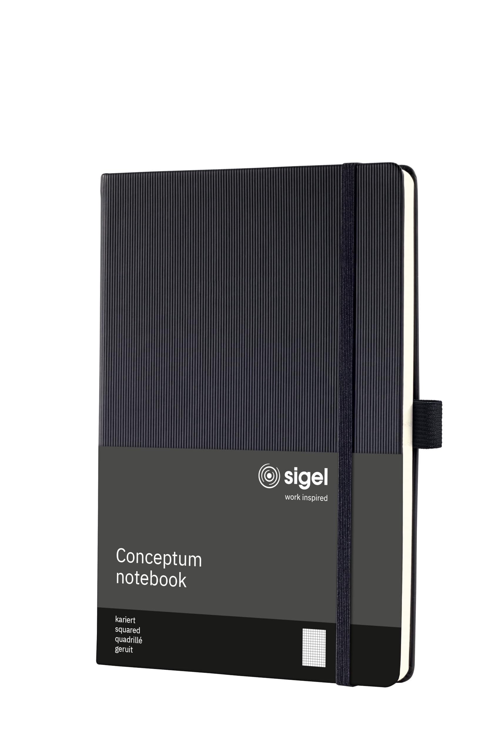 SIGEL CO121 Notizbuch Conceptum, ca. A5, kariert, Hardcover, schwarz: 80 g/m², 194 S., FSC-zertifiziert, vegan