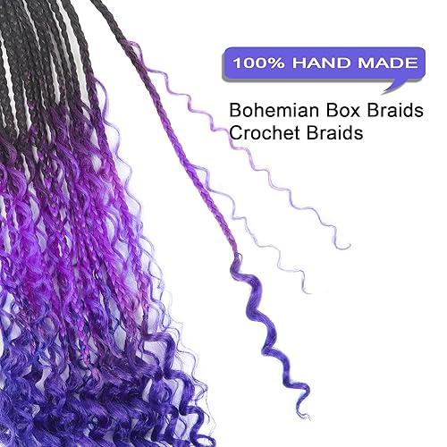 Vista 377 de Goddess Box Braids Crochet Hair With Curly Ends 18 Inch Bohomian Box Braids Crochet Braids 8 Packs 3X Crochet Braids Synthetic Braiding Hair 1B-4-30