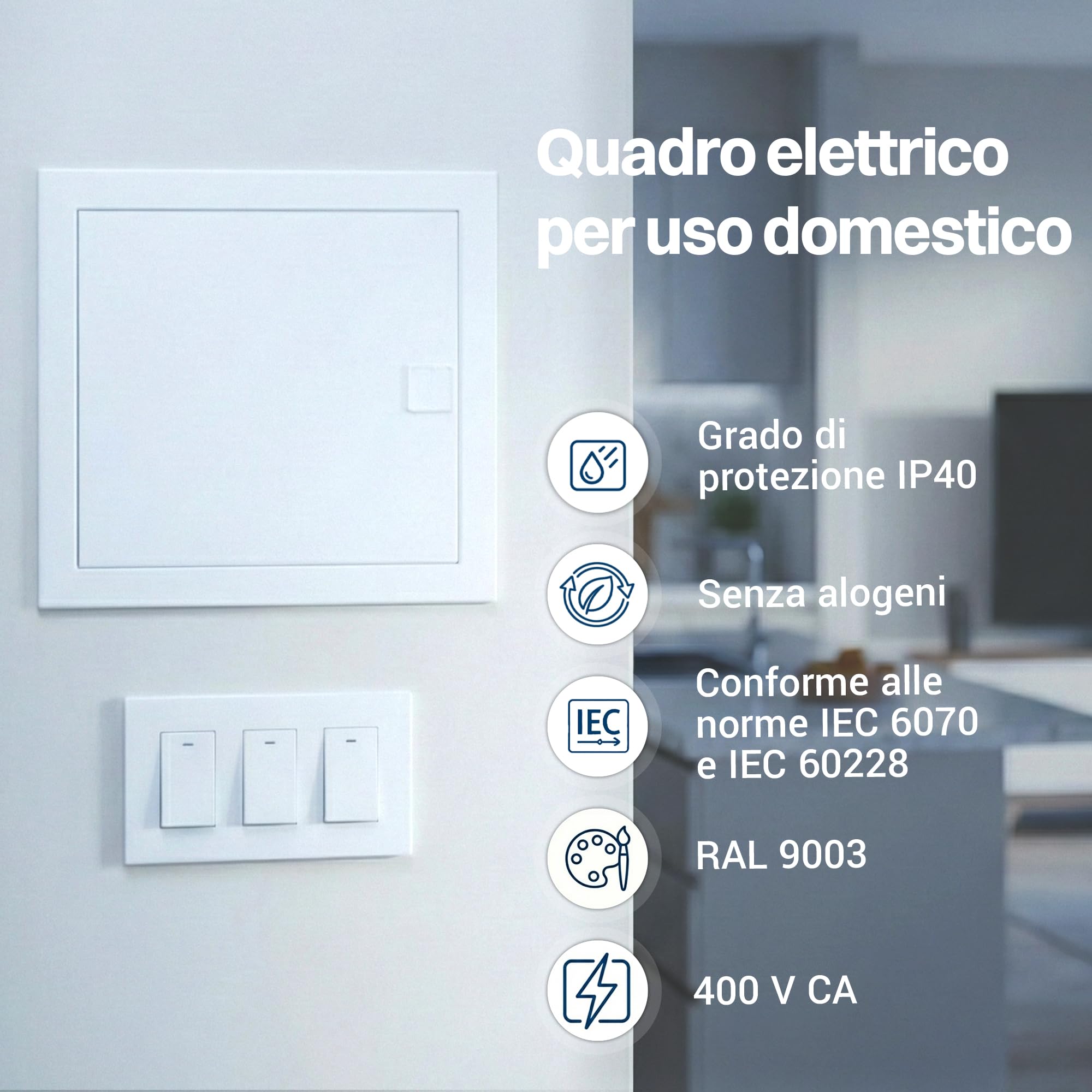 Intratec Quadro Elettrico da Incasso 1 File – Centralino di Distribuzione IP40 per 12 Moduli con Porta Metallica Bianca e Guida DIN per Impianti Elettrici Interni – 346 x 317 x 92mm