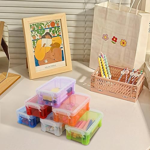 Miniatura 7 de testyu 12 recipientes pequeños de almacenamiento con tapas, 4.3 x 2.3 x 1.5 pulgadas, caja de plástico apilable pequeña, colorida caja de