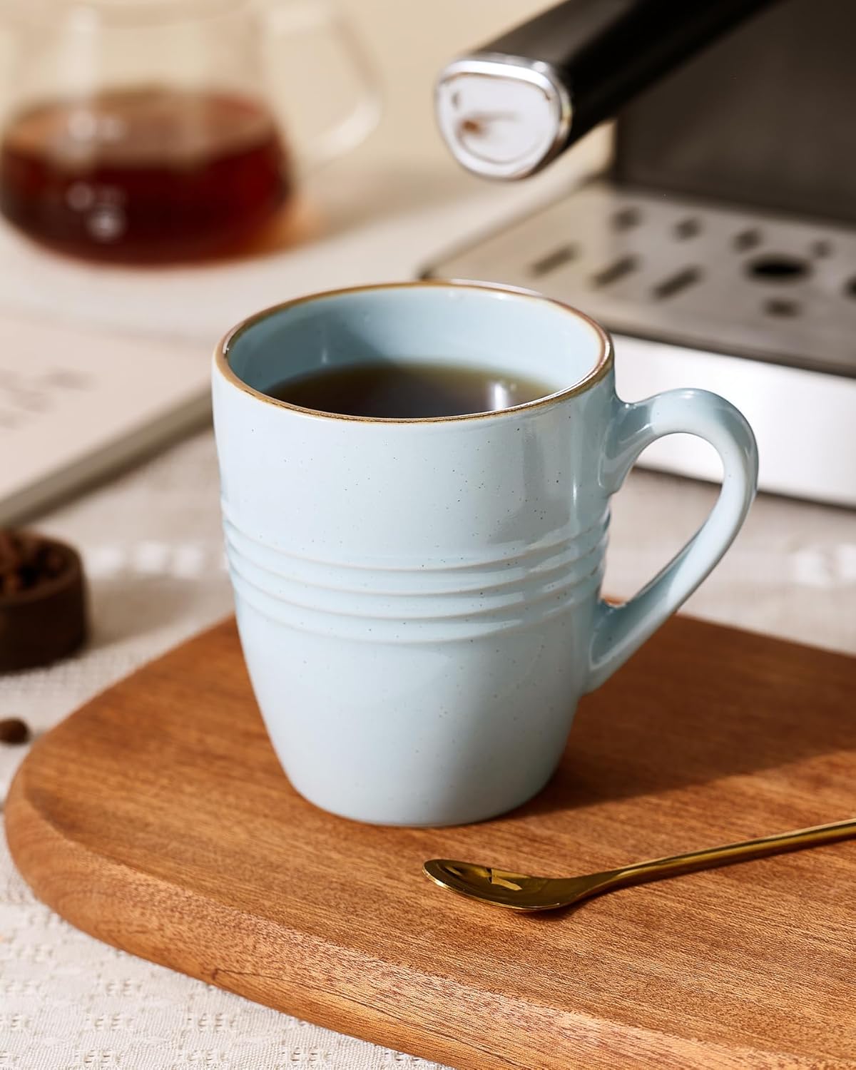 famiware Jupiter Coffee Mugs Set of 4, 13 oz Coffee Mug, Microwave and Dishwasher Safe, Coffee Cups with Handle for Coffee, Tea, Cocoa, Milk, Light Blue - Image 2