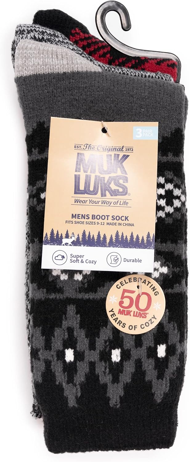MUK LUKS Men's 3 Pair Pack Microfiber