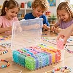 Mini Boîte de rangement en perles avec lids en plastique avec étiquette, petites pièces fournitures Beadig Artisans Organisateurs et conteneurs de stockage empilables (30, 5.5 * 5.5 * 2cm)