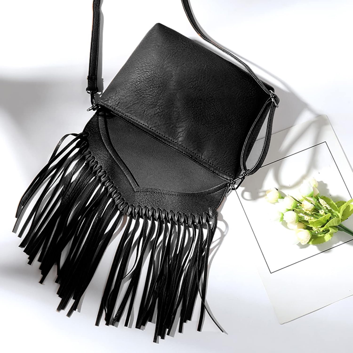 Vintage Fringe Purse Fringe Hobo Bags for Women Vegan Leather Tassel Hippie Crossbody Bag | Vintage, Vegan Leather, Tassel, Hippie - Image 3