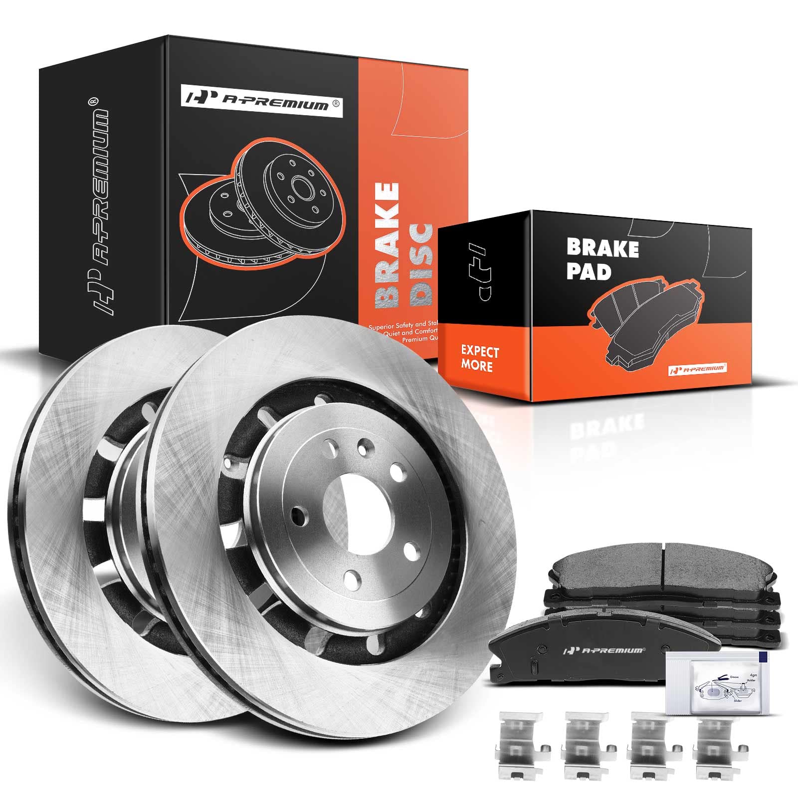 A-Premium 13.86 inch (352mm) Front Vented Disc Brake Rotors + Ceramic Pads Kit Compatible with Select Ford and Lincoln Models - Explorer/Taurus/MKT/Flex 2013-2019, MKS, Police Interceptor Sedan, 6-PC