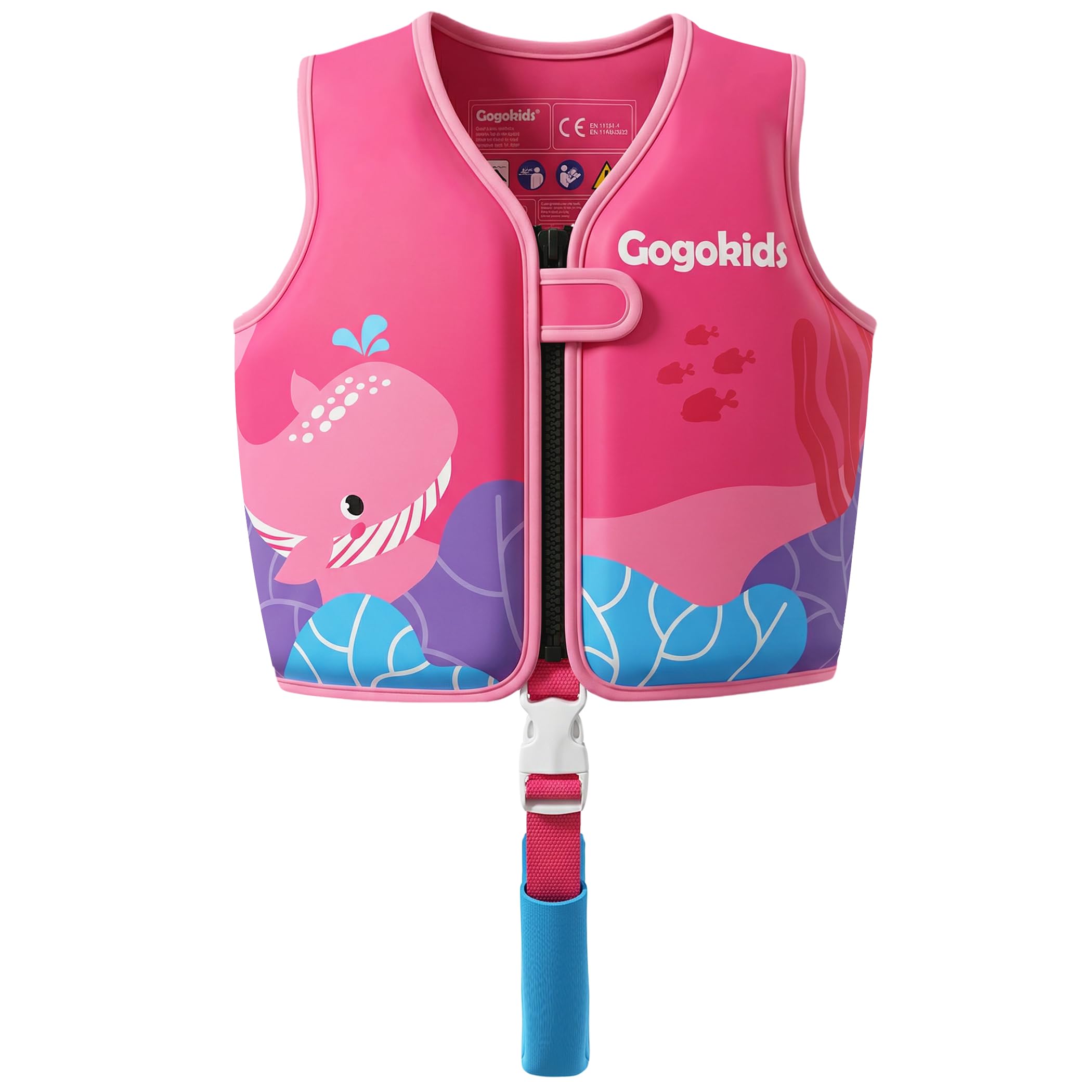 Gogokids Kids Swim Vest 15-30kg, Learn to Swim Float Swimwear for Toddler, Children Ultra-Soft Buoyancy Neoprene Jacket with Adjustable Crotch Strap for Swimming, Pools & Beach, 1-8 Years Old