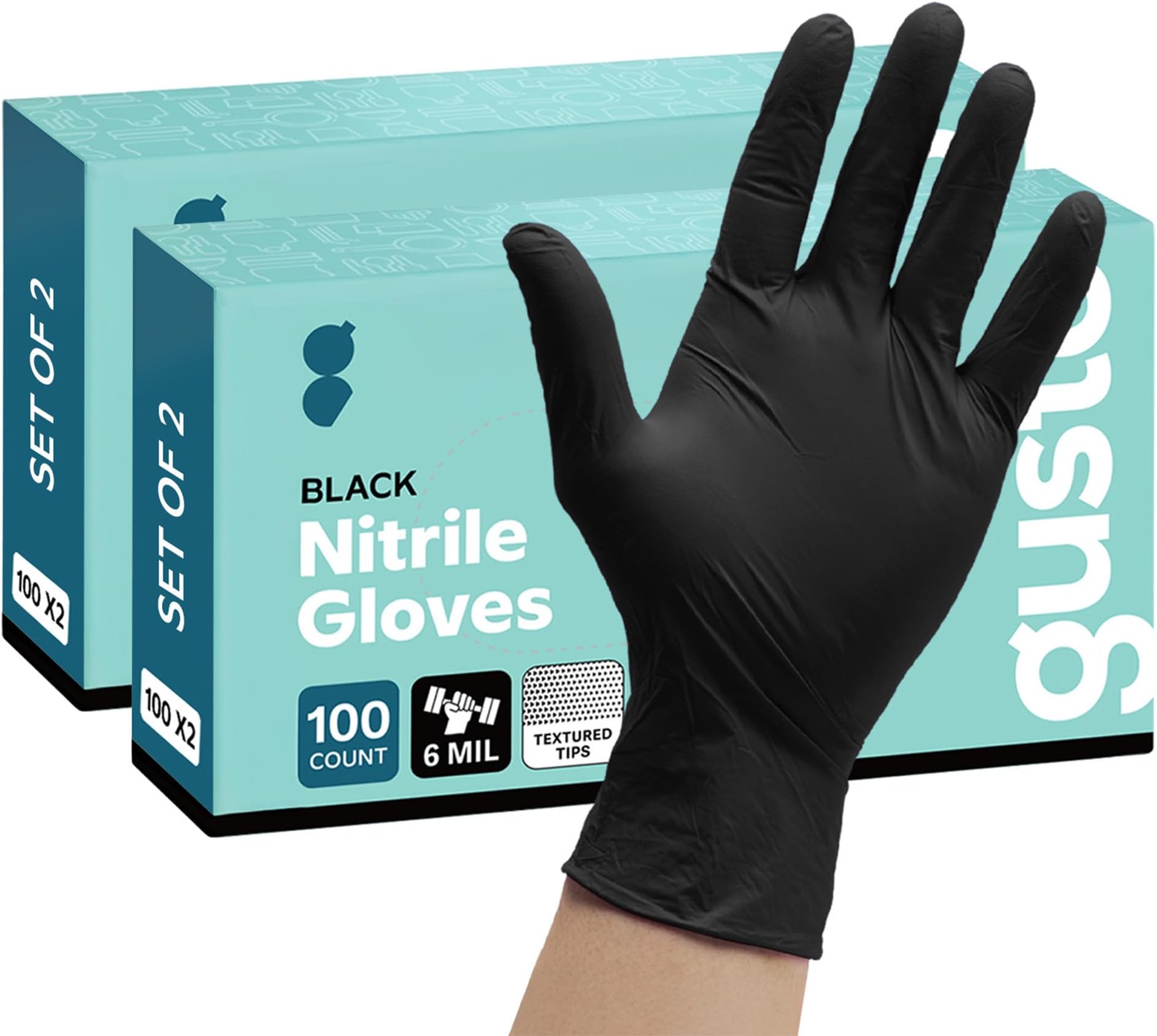 Comfy Package Black Nitrile HEAVY DUTY 6 Mil. Chemical Resistance, Latex & Powder Free, Textured Fingertips Disposable Gloves