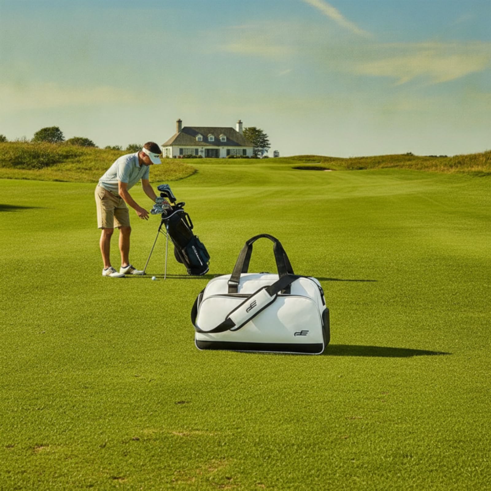 Estuche Guardarropa para Golf con Compartimentos Separados para Ropa y Calzado Confeccionado en Nylon Resistente al Agua para Llevar Completas y, Gris