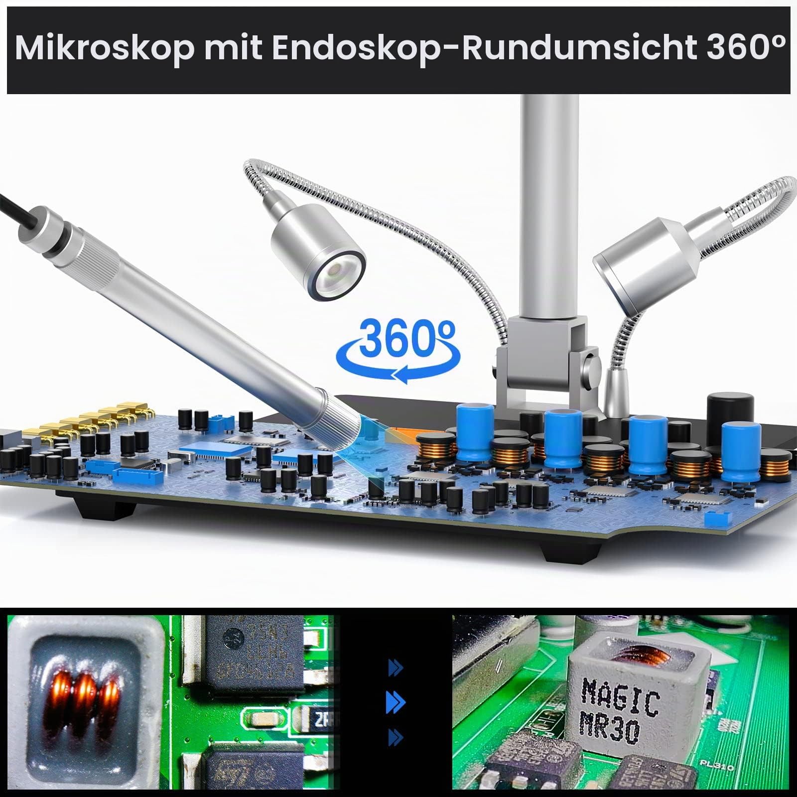 Andonstar AD409 Pro HDMI Digitales Mikroskop mit Endoskop, 10,1 Zoll LCD-Bildschirm Lötmikroskop, 300X USB Elektronische Mikroskopkamera für PCB-Löten, Münzsammlung, unterstützt Windows PC