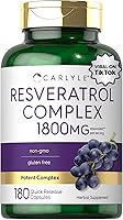Vista 1 de Carlyle Suplemento de resveratrol 1800 mg 180 cápsulas Sin OMG y sin gluten Complejo potente