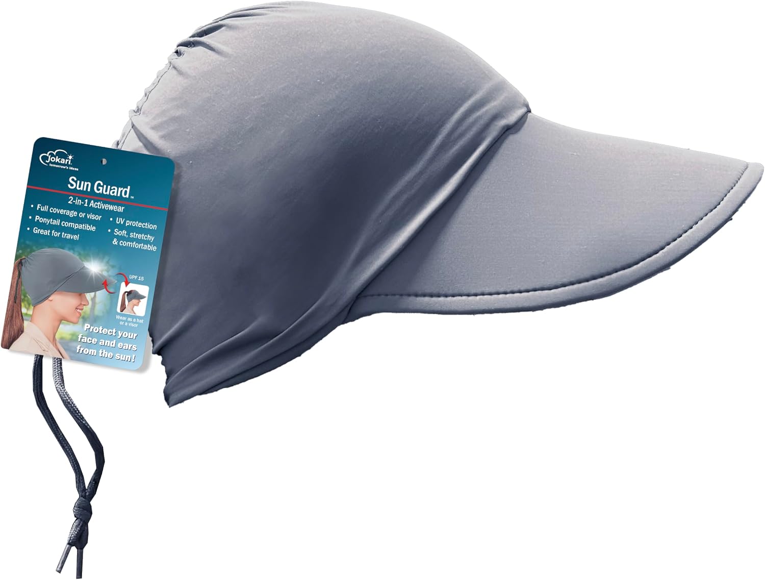 Jokari Sun Guard UPF 50+ Sun Protection Visor Hat – Full Coverage Sun Hat with Face Cover & Neck Flap, Convertible Sun Visor for Women with Ponytail Hole, UV Protection Wide Brim Hat Fishing Sun Hat