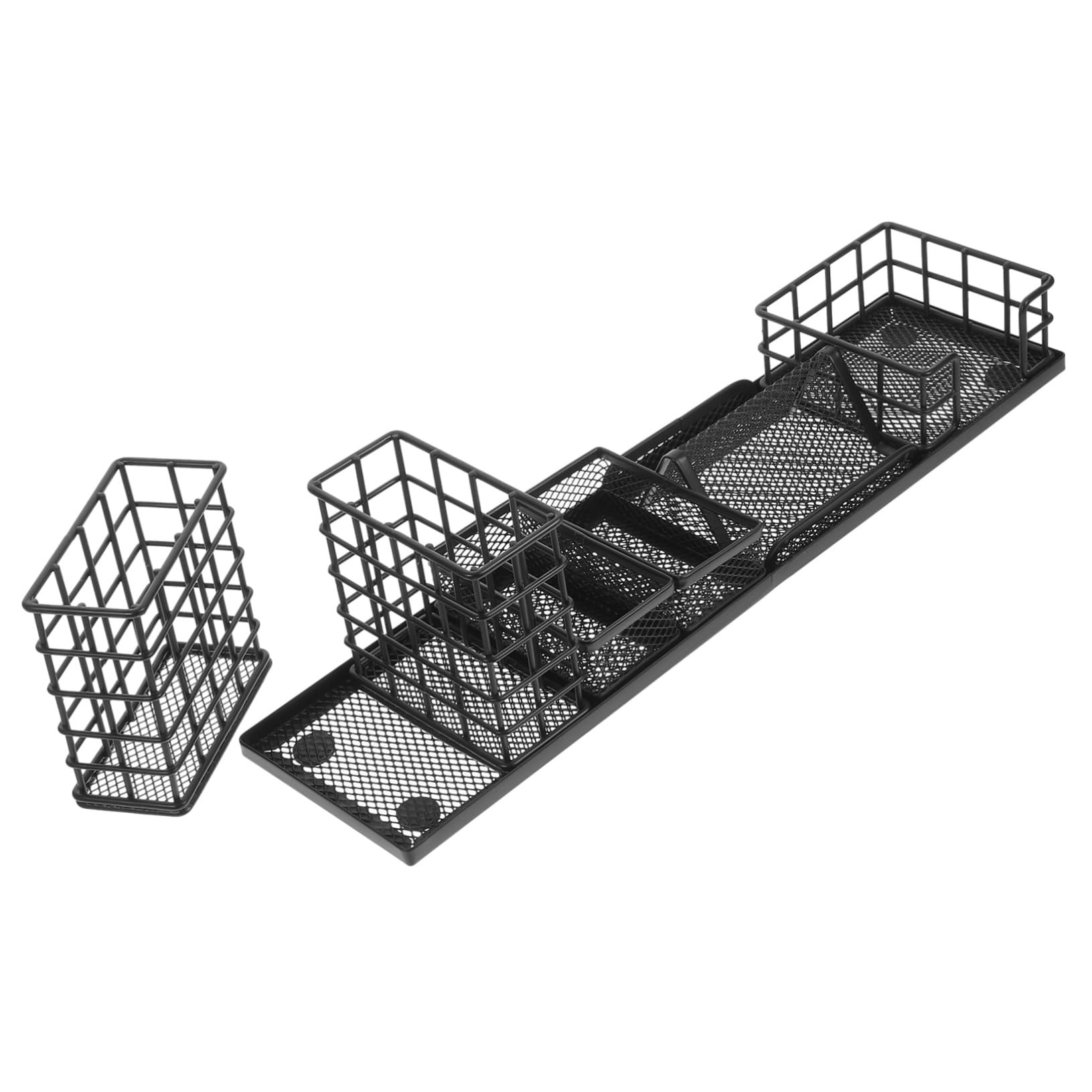 Garneck Organizer Da Scrivania in Metallo 7 Pezzi Portapenne Scatola Portaoggetti Per Ufficio Nero
