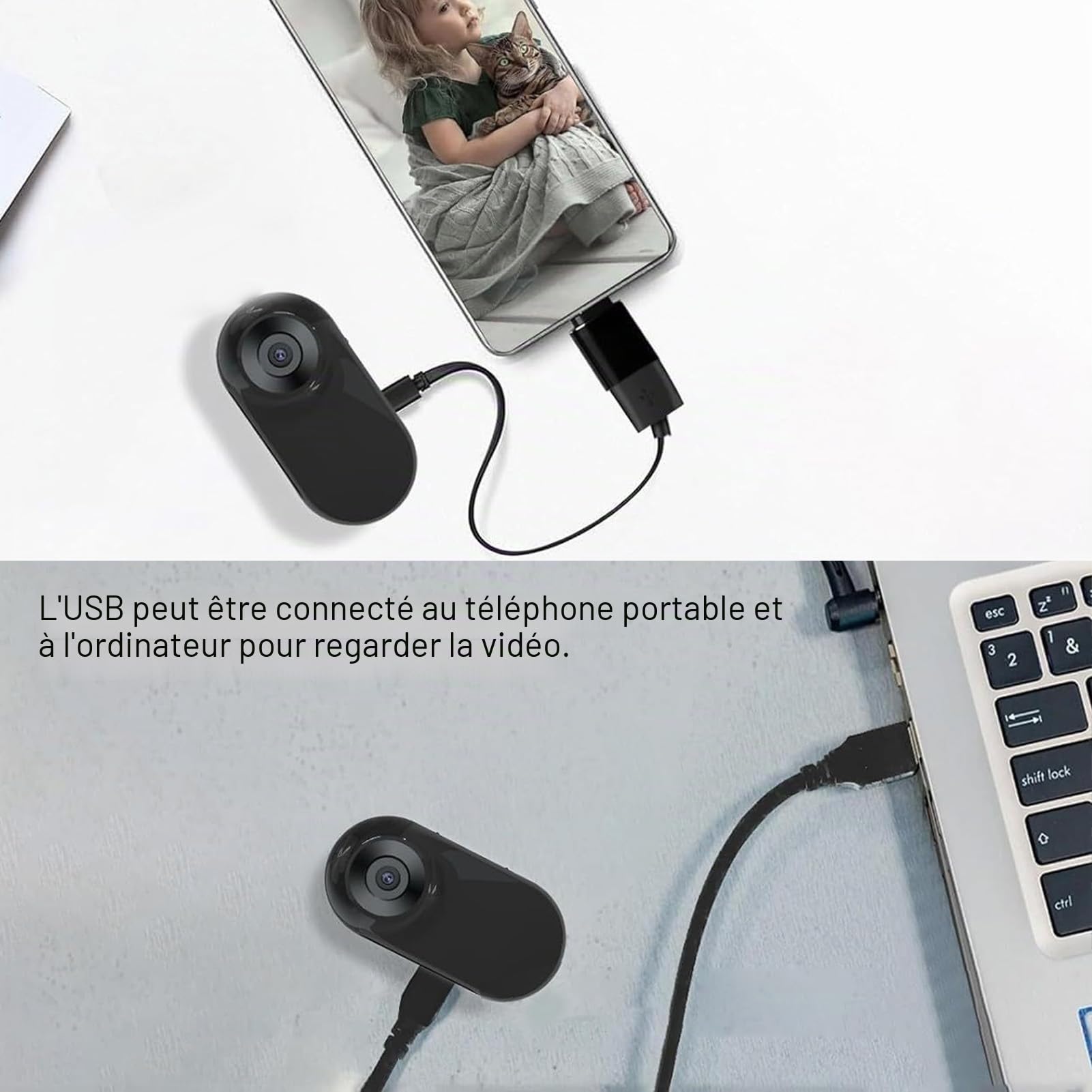 Caméra Portable pour Animaux de Compagnie, Collier pour Chat, Enregistreur Vidéo HD 1080P avec Grand Angle de 170 ° et écran LCD pour Chiens et Chats, Intérieur et Extérieur
