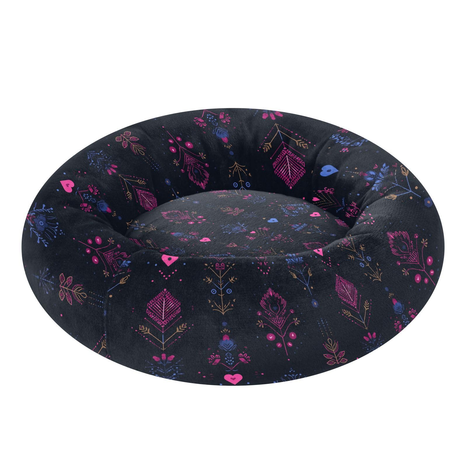Lit pour chat scandinave fleurs sombres taille S : une sieste zen dans votre salon