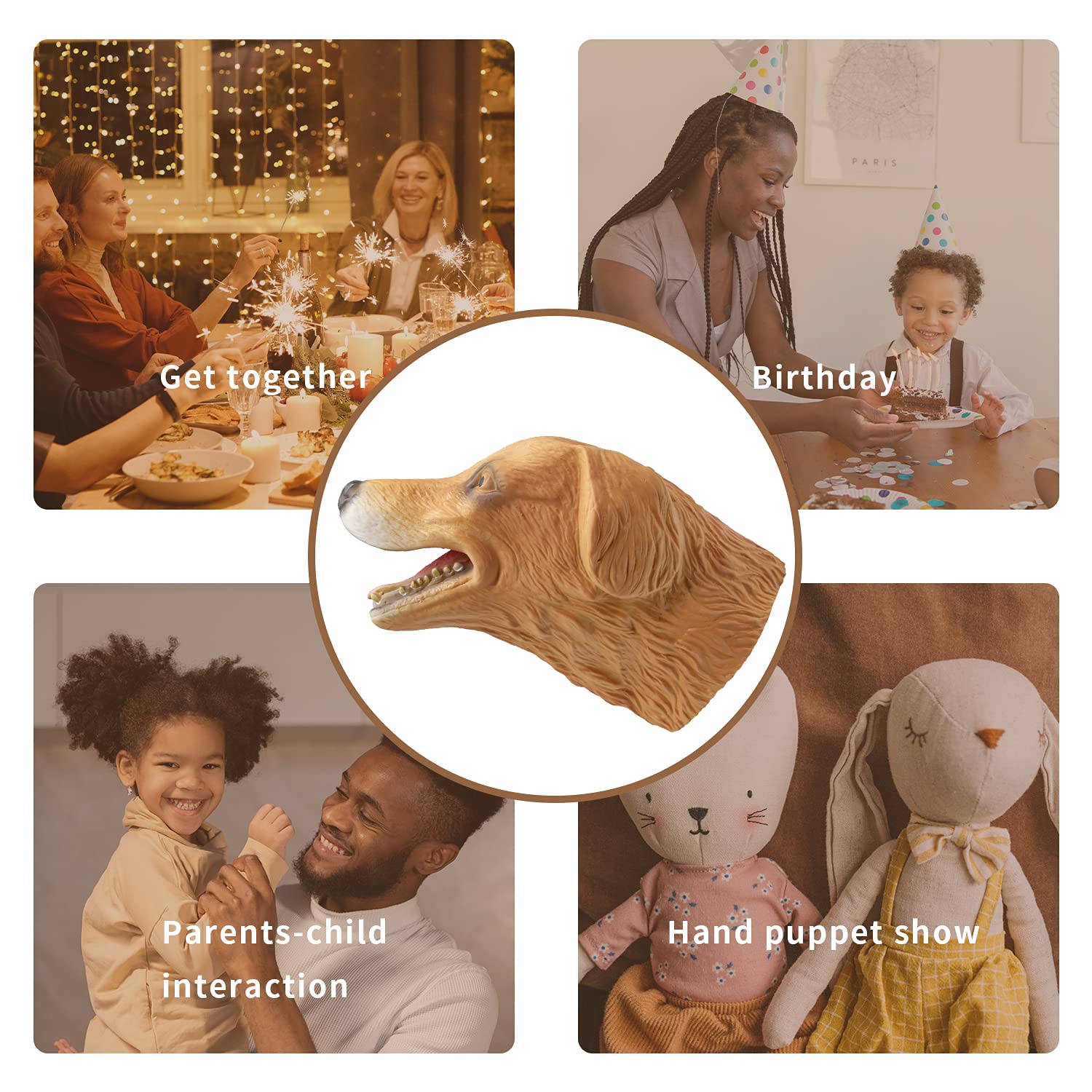 Yolococa Labrador Puppet Dog Head Puppets Realistic Soft Latex Rubber Animal Glove Hand Puppet