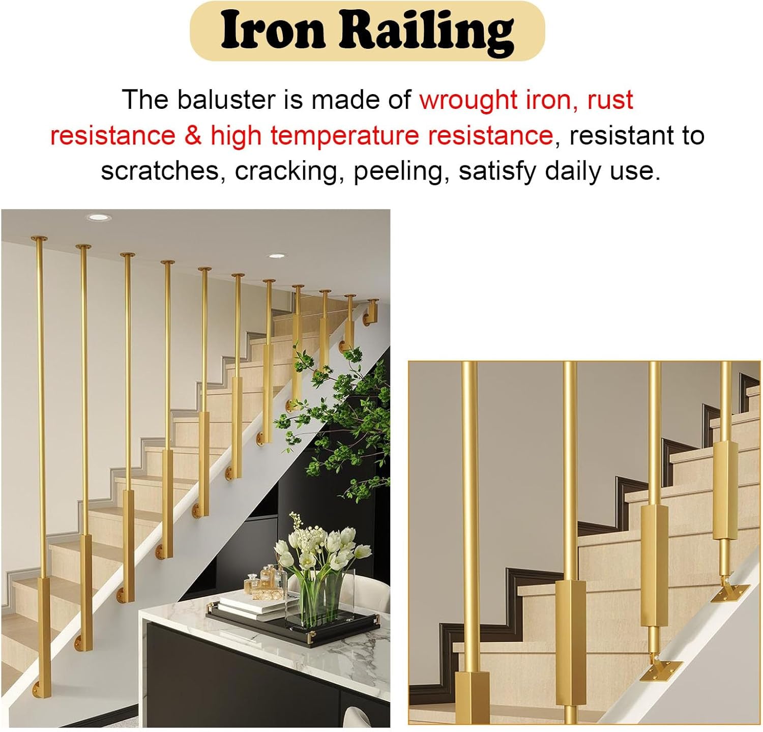 Black Metal Staircase Balusters - Universal Safety Spindles for Level & Sloped Stairs Stylish Fall Prevention Easy Installation Durable Upgrade for Modern Home Decor Ideal for Home