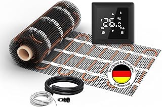 Elektrische Fußbodenheizung für Fliesen: Zweiader-Heizmatte WARMON CLASSIC 150 W/m² inkl. Thermostat, Thermostat:, Mattengröße:1 m²