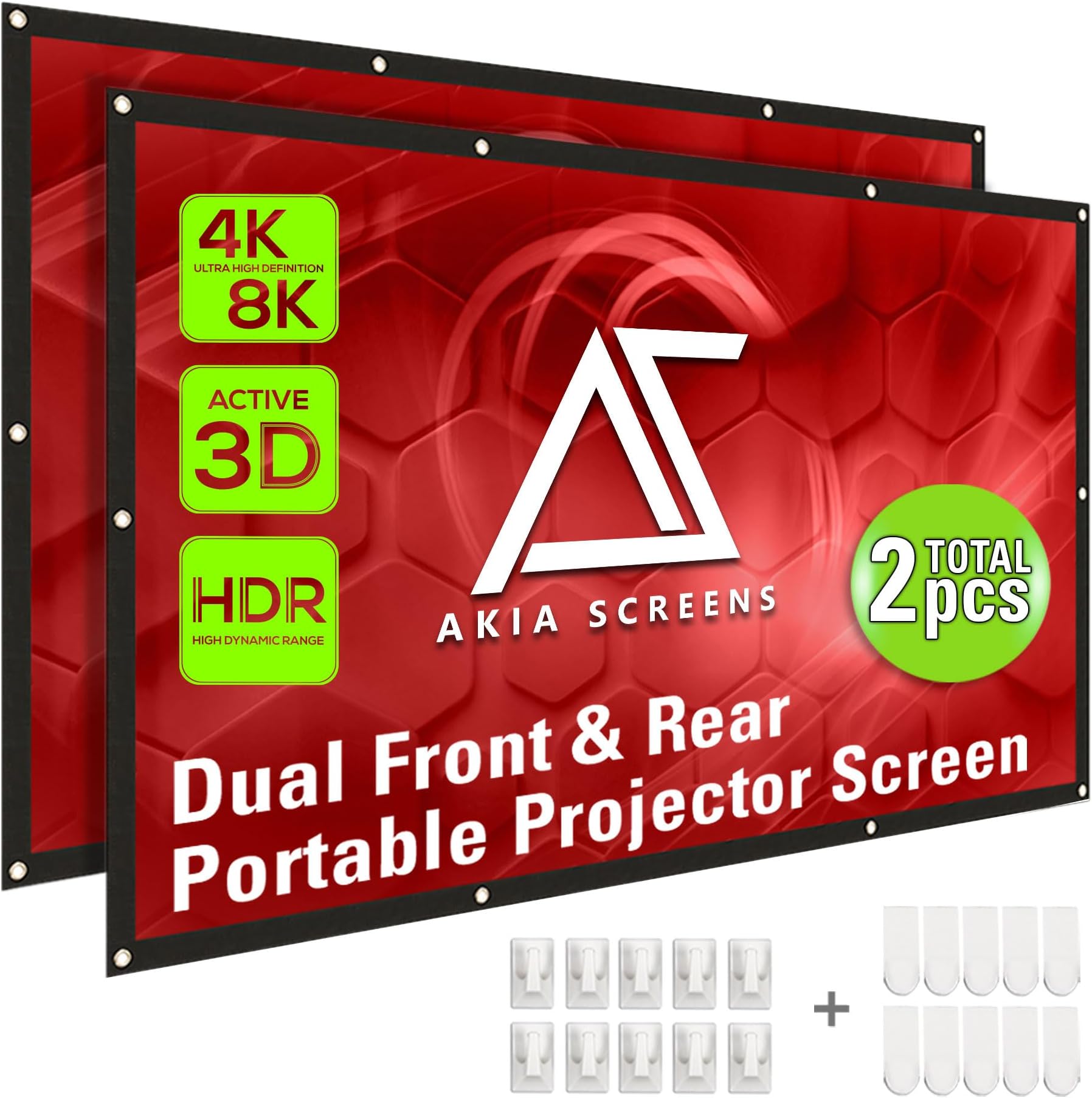 120" Dual Projection Projector Screen, 16:9 Front & Rear, Portable Foldable Anti-Crease, 8K / 4K Ultra HD Ready Indoor Outdoor Home Theater Screen, AK-DIYOUTDOOR120H1.